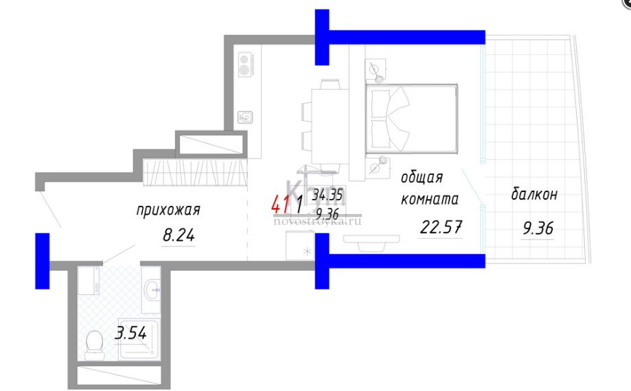 2-комн. квартира в Резиденция "Алтея" S 133.9 кв.м. 