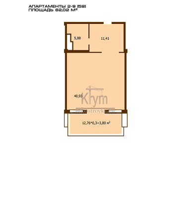 Квартира 62,02  стоимостью 6167400 рублей в ЖК "Yalta Plaza"    Крым  