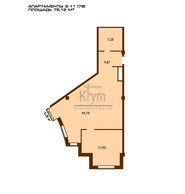 Квартира 75,12  стоимостью 7358420 рублей в ЖК "Yalta Plaza"    Крым  