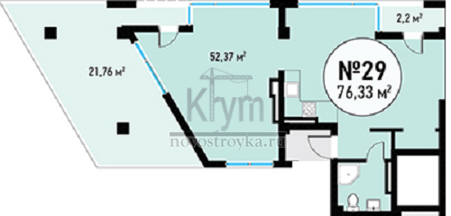 Студия в ЖК "Резиденция Мира" S 76.33 кв.м. 